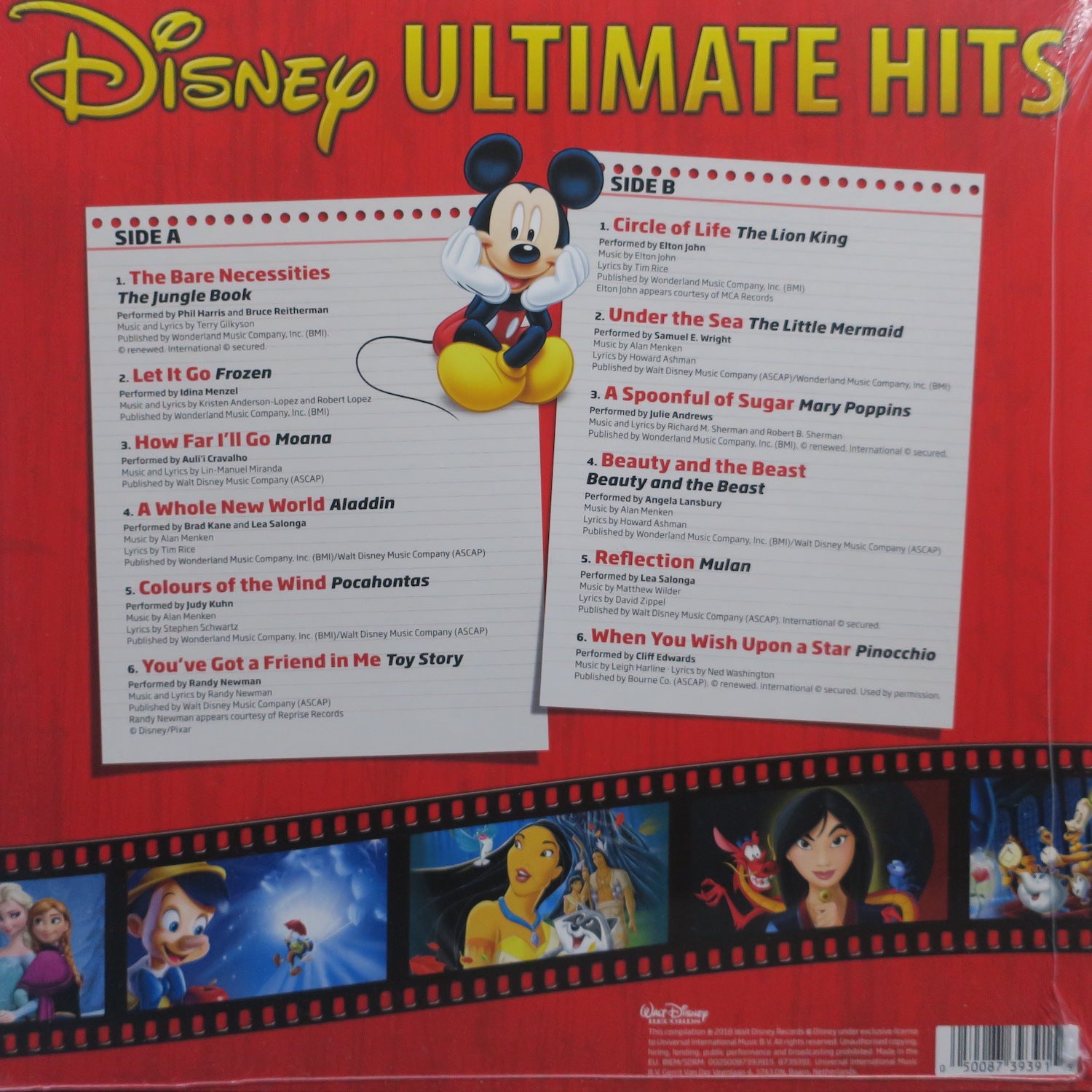 DISNEY ULTIMATE HITS' Soundtracks Vinyl LP Moanna Frozen Lion King