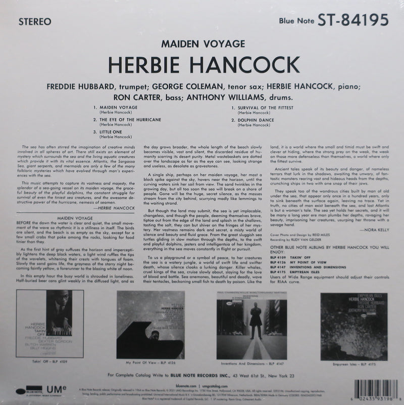 HERBIE HANCOCK 'Maiden Voyage' BLUE NOTE CLASSIC 180g Vinyl LP