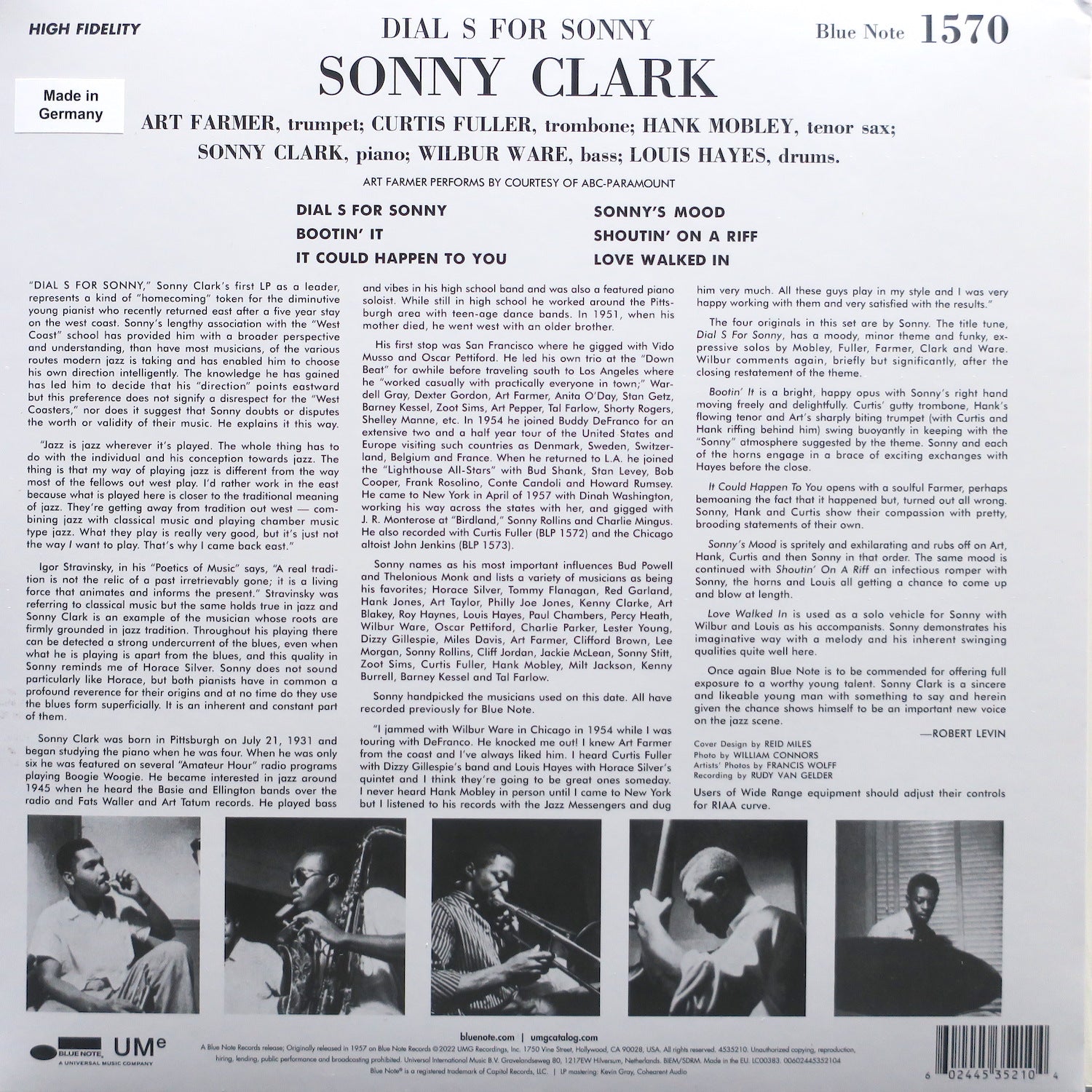 SONNY CLARK 'Dial 'S' For Sonny' BLUE NOTE CLASSIC 180g Vinyl LP